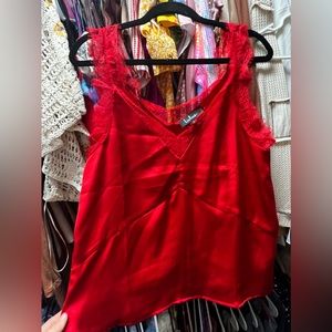 Red lace tank top